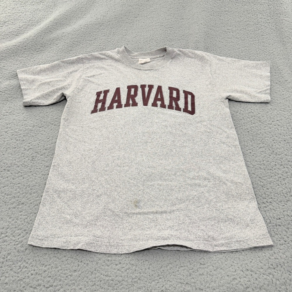 Vintage Harvard University T-Shirt Mens Medium Gray Single Stitch Made in USA